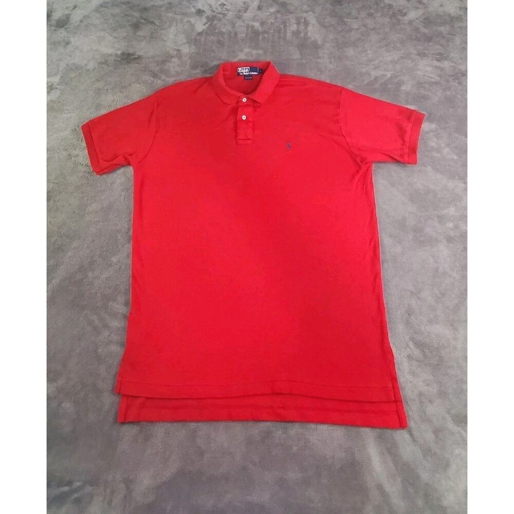 Polo Ralph Lauren Shirt Men's Red Size L Classic Fit Short Sleeve Cotton C23